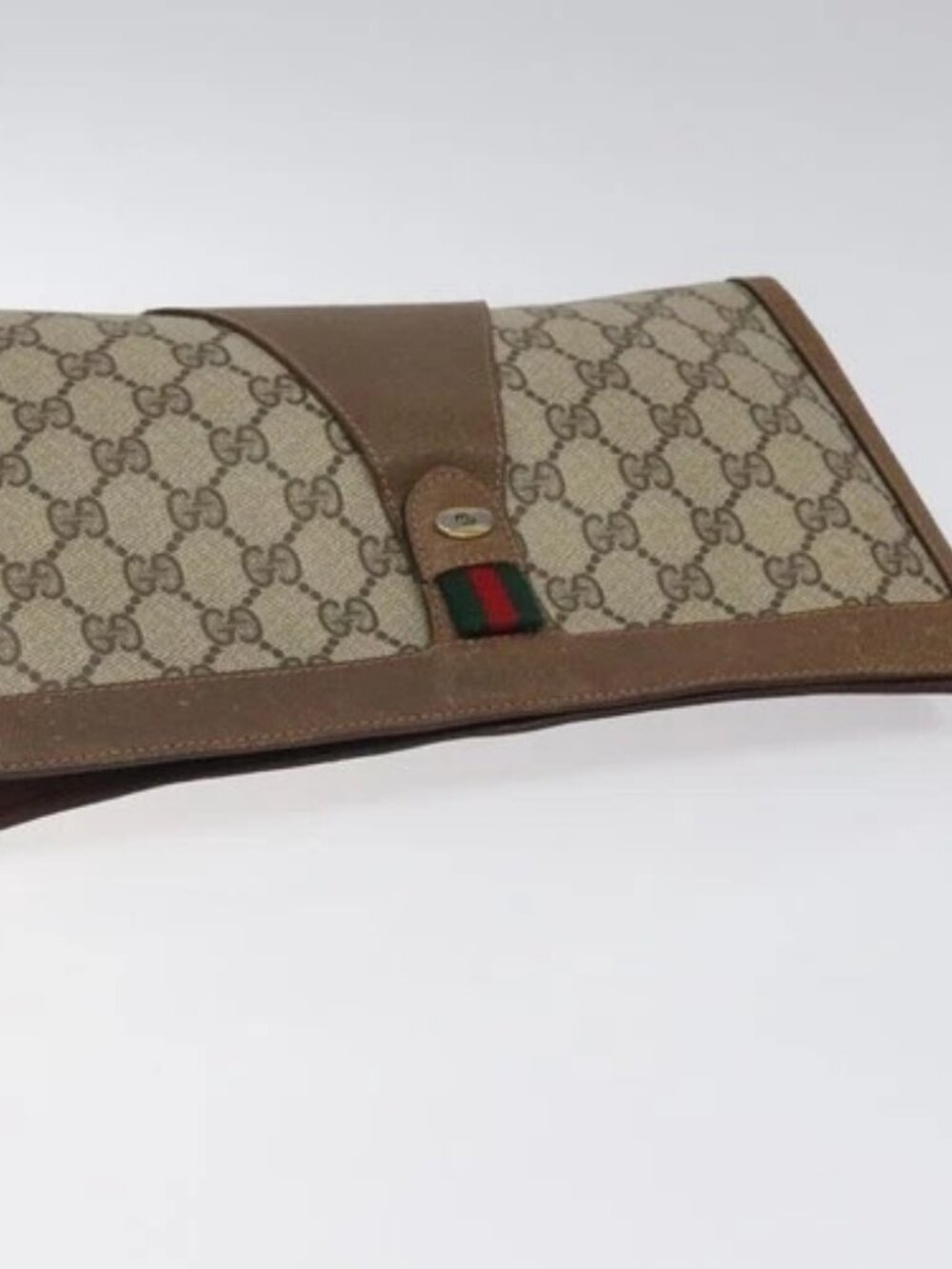 GUCCI GG Supreme Web Sherry Line Clutch Bag PVC Beige 89 01 033 Auth th5825 - Picture 5 of 15